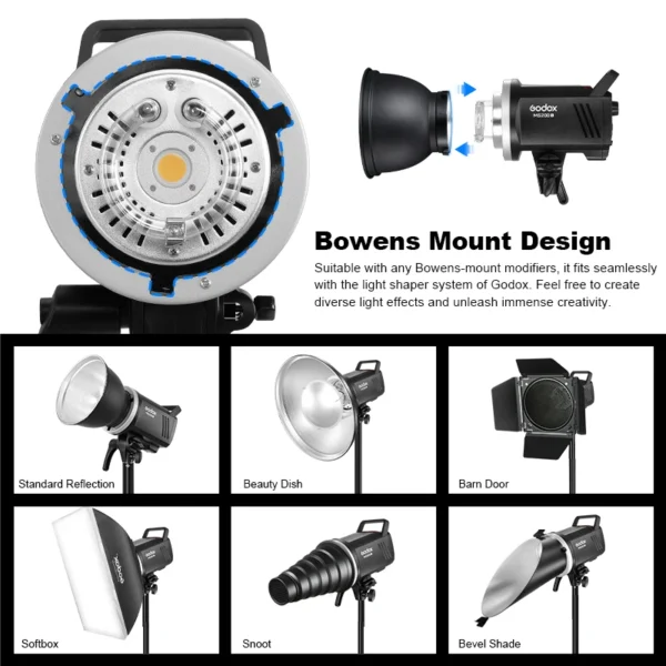 Godox MS200V/MS300V LED Studio Flash Built-in 2.4G Wireless Receiver Lightweight Compact Bowens Mount LED Modeling Lam - Image 2