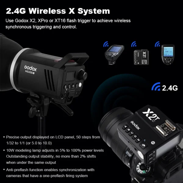 Godox MS200V/MS300V LED Studio Flash Built-in 2.4G Wireless Receiver Lightweight Compact Bowens Mount LED Modeling Lam - Image 7