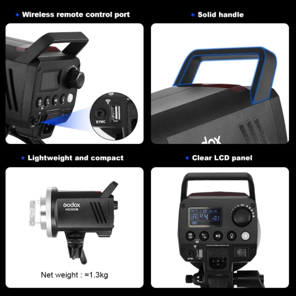 Godox MS200V/MS300V LED Studio Flash Built-in 2.4G Wireless Receiver Lightweight Compact Bowens Mount LED Modeling Lam - Image 9