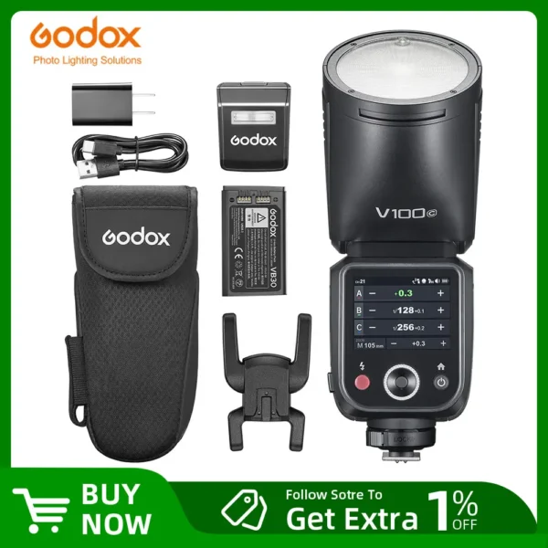 Godox V100 C/N/S/F/O TTL Li-ion Round Head On-Camera Flash 100Ws Beyond Limits V100S V100C V100N V100F V100O